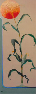 CORN STUDY #1 Past Acrylic 16" x 48" July 2014   Triptych $1850.00